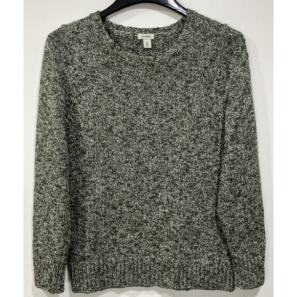 LL Bean Women's Pullover Green White Knit Sweater Crewneck 501067‎ Medium - Picture 1 of 9